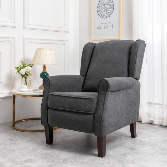 Ascot Wingback Fabric Recliner Chair In Grey