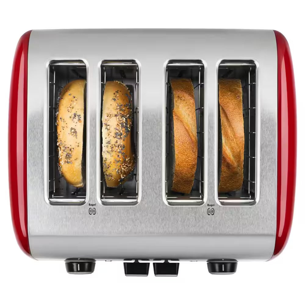 KitchenAid Empire 4-Slice Red Wide Slot Toaster with Crumb Tray